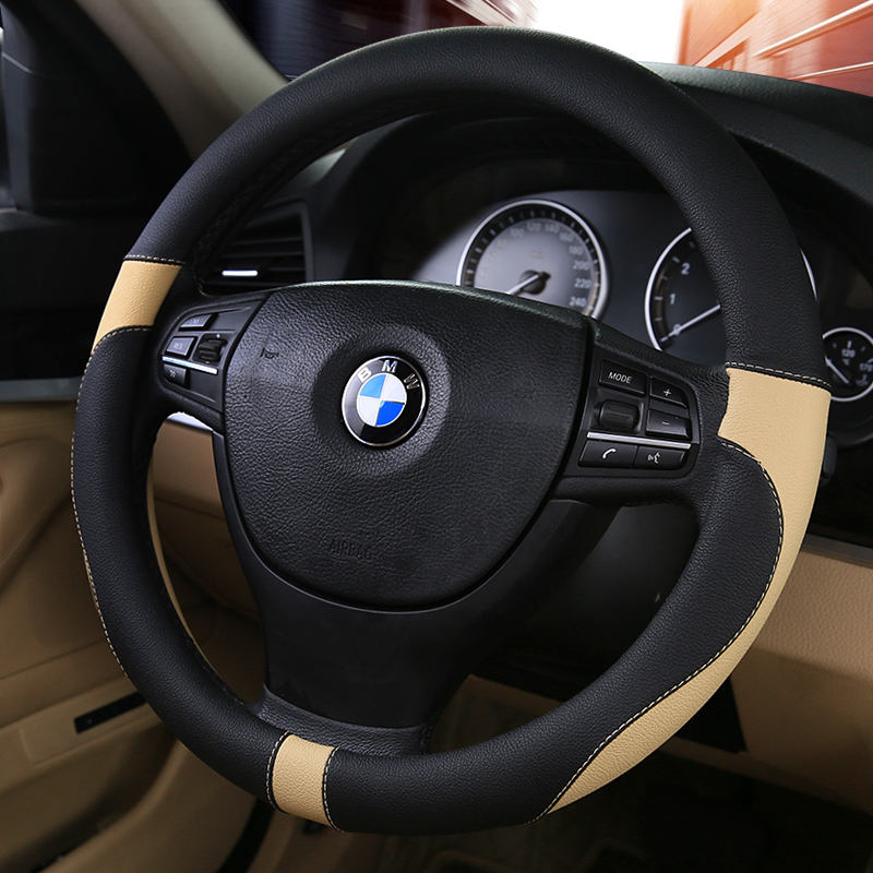 Tiantai Top Auto Genuine Leather Sports Style Heated Car Steering Wheel Cover - Elegance Black